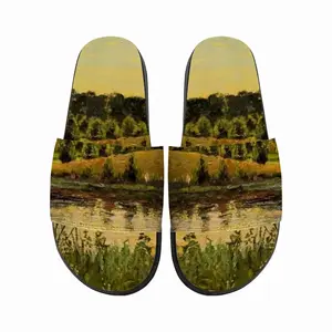 Men Orange Sunset Pond Slip On Slippers