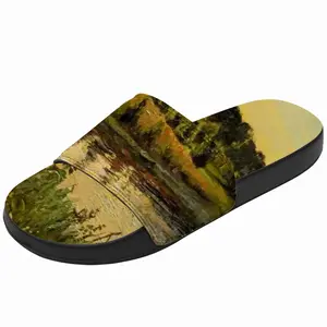 Men Orange Sunset Pond Slip On Slippers