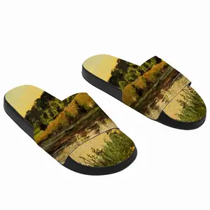 Men Orange Sunset Pond Slip On Slippers