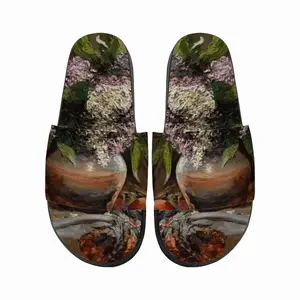 Men Lilac Bouquet In A Clay Vase Slip On Slippers