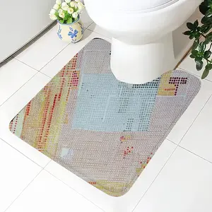 Shades Of Grey And Orange Toilet Bowl Mat