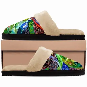 Men Frida Green Fuzzy Slippers