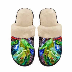 Men Frida Green Fuzzy Slippers