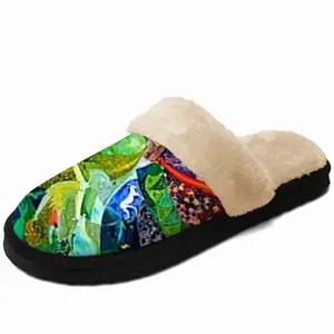 Men Frida Green Fuzzy Slippers