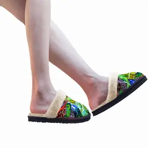 Men Frida Green Fuzzy Slippers