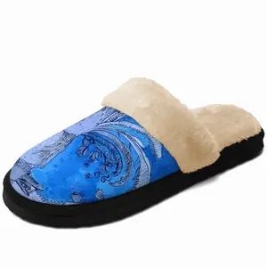 Men Drawing Ink - Blue Diva Fuzzy Slippers