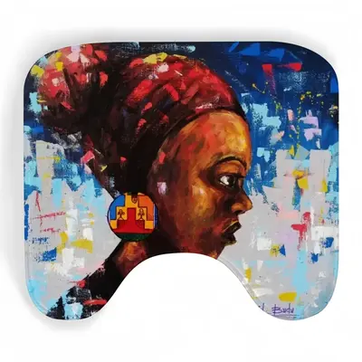 Woman With Kente Earing Toilet Bowl Mat