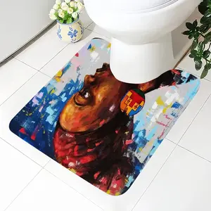 Woman With Kente Earing Toilet Bowl Mat