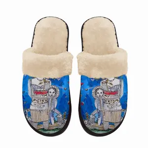 Men Madonna With Opened Mouth Fuzzy Slippers