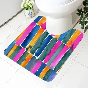 Watercolor Pink Blue Extra Large Toilet Bowl Mat