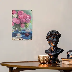 Still Life With Peonies Retro Iron Painting (Vertical)