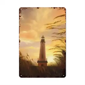 The Shine Of Lighthouse Outside Retro Iron Painting (Vertical)