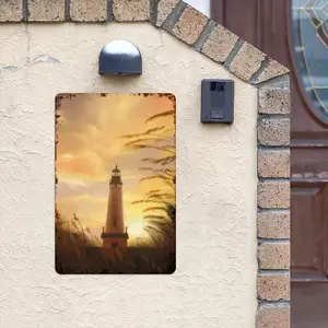 The Shine Of Lighthouse Outside Retro Iron Painting (Vertical)