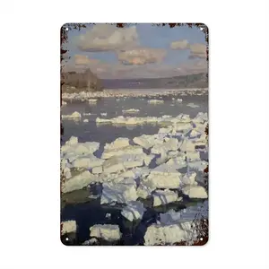 Ice Drift On The Oka Retro Iron Painting (Vertical)