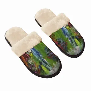 Men Jungle In Blue Fuzzy Slippers