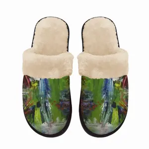 Men Jungle In Blue Fuzzy Slippers