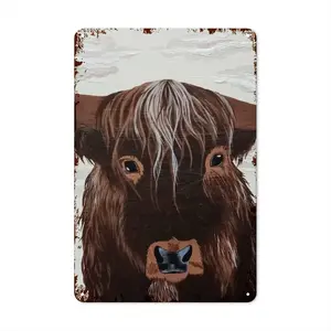 Bull - Red Bull Taurus Animals Buffalo Wild Retro Iron Painting (Vertical)