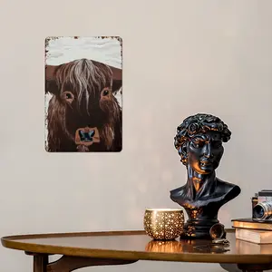 Bull - Red Bull Taurus Animals Buffalo Wild Retro Iron Painting (Vertical)