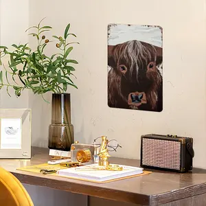 Bull - Red Bull Taurus Animals Buffalo Wild Retro Iron Painting (Vertical)