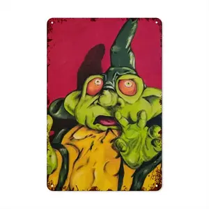 Green Alien Wizard Retro Iron Painting (Vertical)