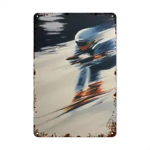 The Skier Retro Iron Painting (Vertical)