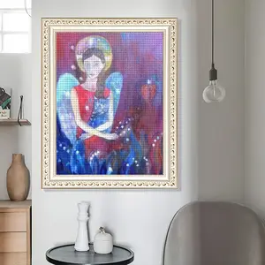 Angel With Cat Round Diamond Painting (Multi-Size, Vertical)