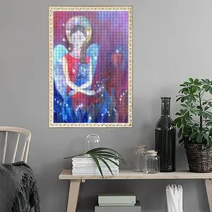 Angel With Cat Round Diamond Painting (Multi-Size, Vertical)