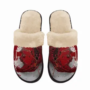 Men Basic Red Fuzzy Slippers