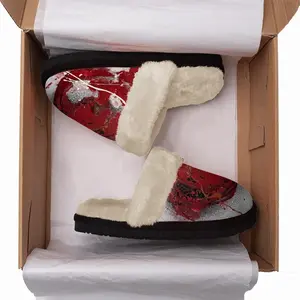 Men Basic Red Fuzzy Slippers