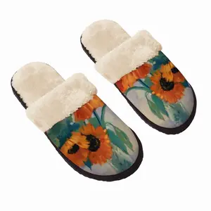 Men Sunflowers Fuzzy Slippers