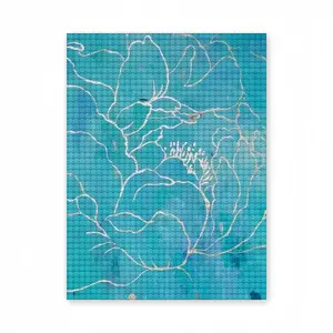 Turquoise Peony Round Diamond Painting (Multi-Size, Vertical)