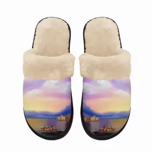 Men Italian Sea Landscape Fuzzy Slippers