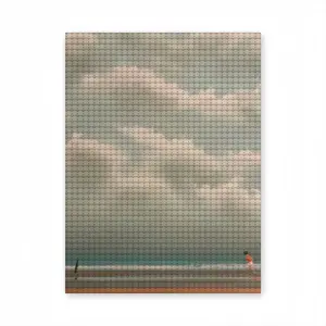 A Day At The Beach Mother And Child Round Diamond Painting (Multi-Size, Vertical)