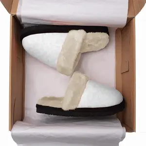 Men White-Soft Colorful Fuzzy Slippers