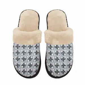 Men Grey-Pink Fuzzy Slippers