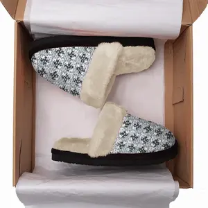 Men Grey-Pink Fuzzy Slippers