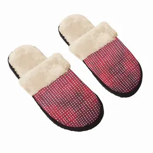 Men White On Red Fuzzy Slippers