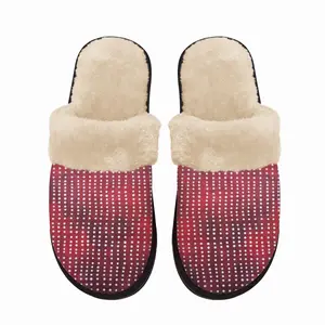 Men White On Red Fuzzy Slippers