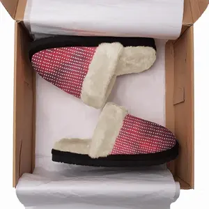 Men White On Red Fuzzy Slippers