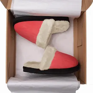 Men Red Fuzzy Slippers