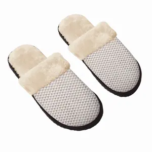 Men Gray-Brown-Yellow Fuzzy Slippers