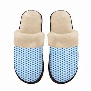 Men Light Blue-Dark Blue Fuzzy Slippers