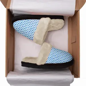 Men Light Blue-Dark Blue Fuzzy Slippers