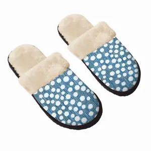 Men White On Blue Fuzzy Slippers