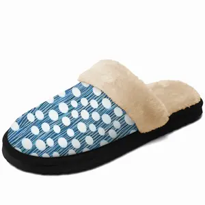 Men White On Blue Fuzzy Slippers