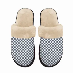 Men Black-And-White Fuzzy Slippers