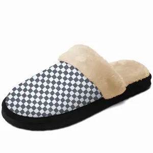 Men Black-And-White Fuzzy Slippers