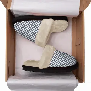 Men Black-And-White Fuzzy Slippers