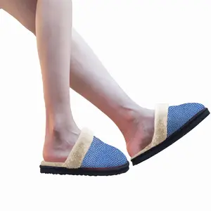 Men Ultramarin Fuzzy Slippers