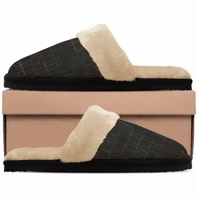 Men Black Pencil Fuzzy Slippers